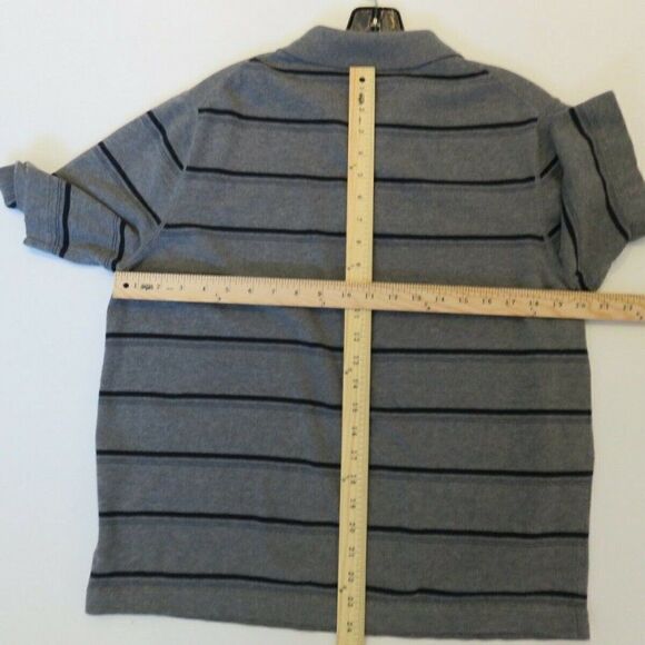 Eddie Bauer Shirt Mens Size Large Golf Polo Grey Black Stripe Heavyweight Cotton - Picture 6 of 8